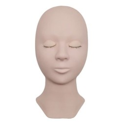 Mannequin Flat Head Eyelash Extension Silicone Removable Replacement Eyelids Practice Training Head (light)