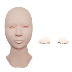 3 Pairs Silicone Removable Replacement Eyelids for Mannequin Flat Head Eyelash Extension Practice Training Head (light)