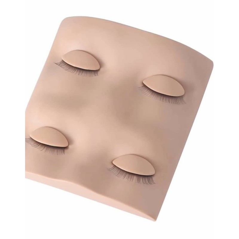 2 Pairs Silicone Removable Replacement Eyelids on simulated silicone face for Eyelash Extension Practice Training