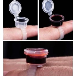 Eyelash Glue Tattoo Pigment Ring Cup Holder with Cover Cap (25 ct)